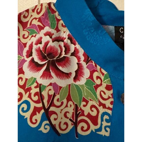 Citron Santa Monica Bouquet Clusters Silk Blouse XL - Picture 3 of 11